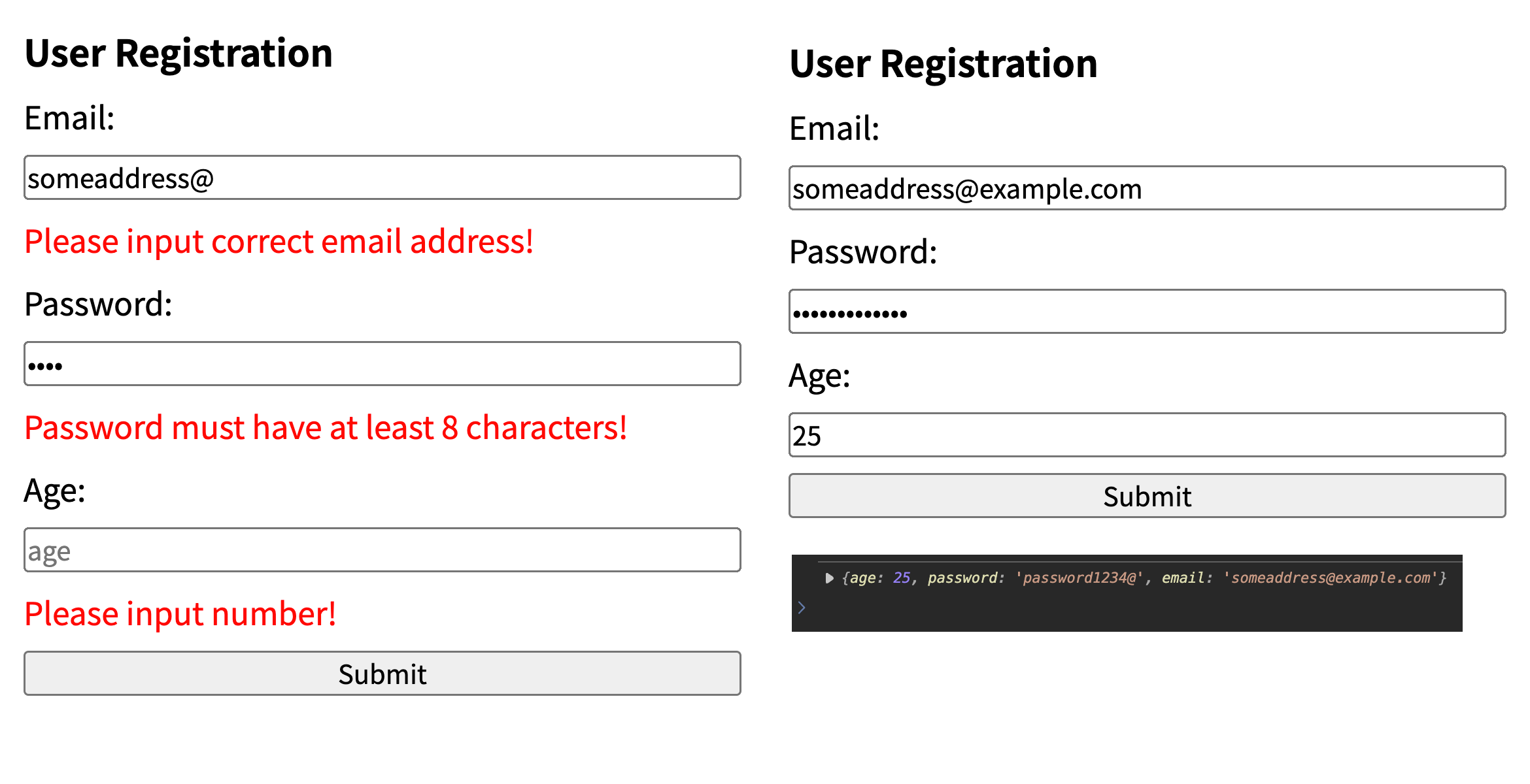 react hook form demo