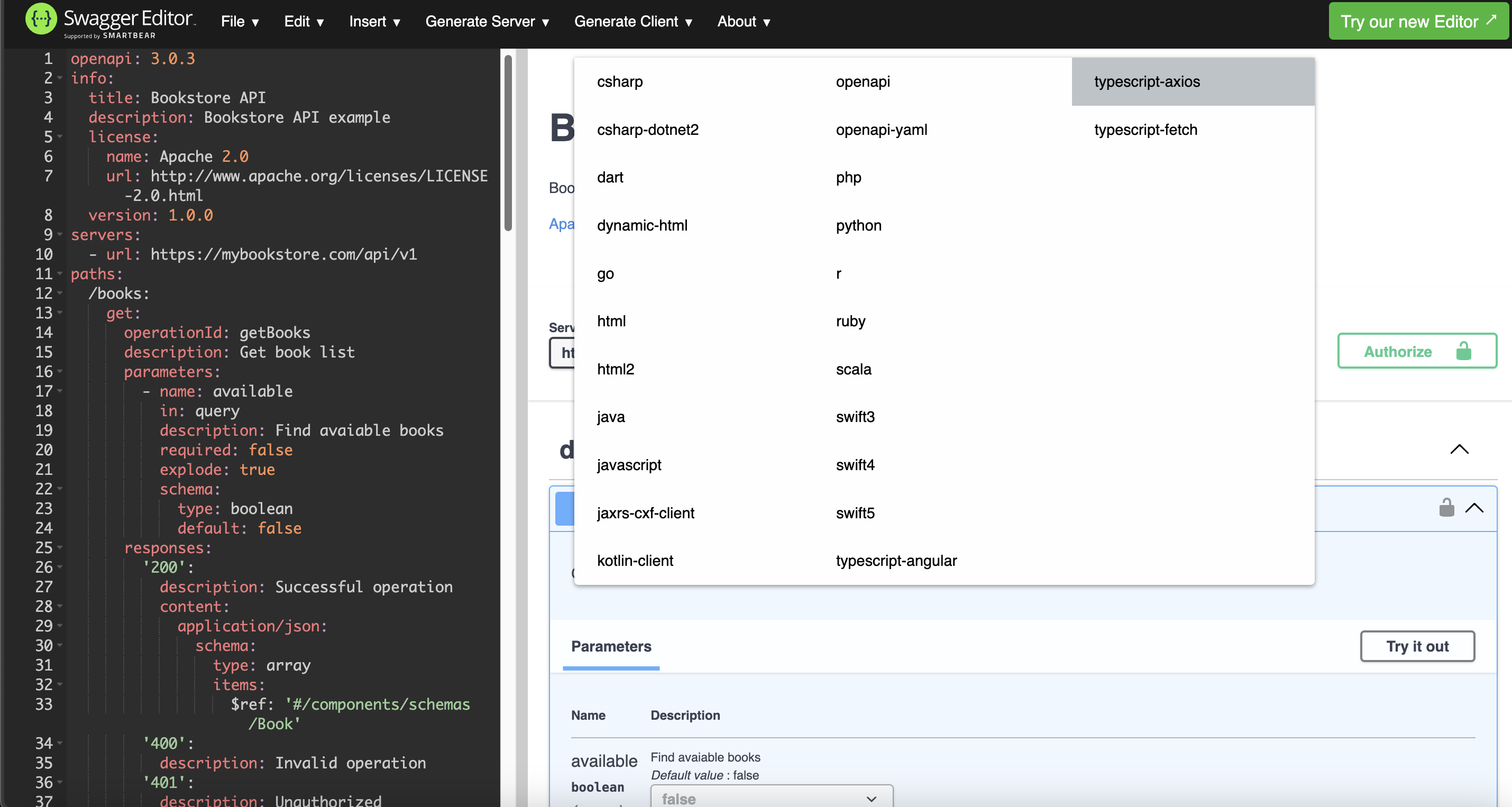 swagger generate