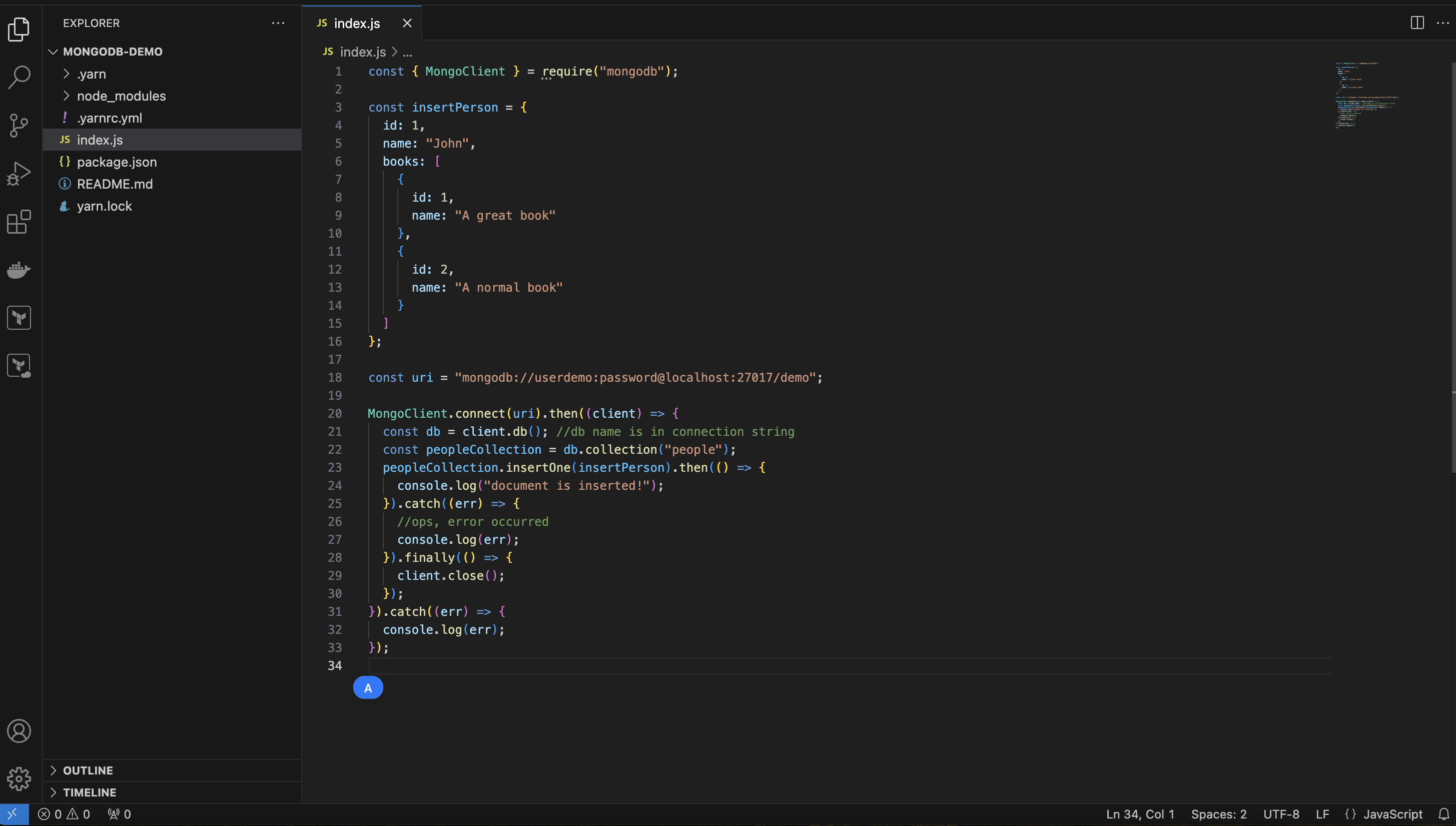 mongodb nodejs insert