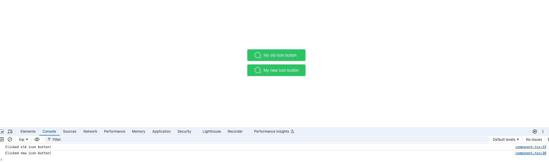 react component icon button